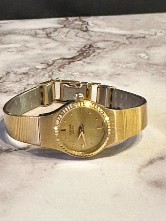 Vintage Pulsar Womens Watch Gold Tone Small Dial 15MM New Battery 5.75 Inch main image 5